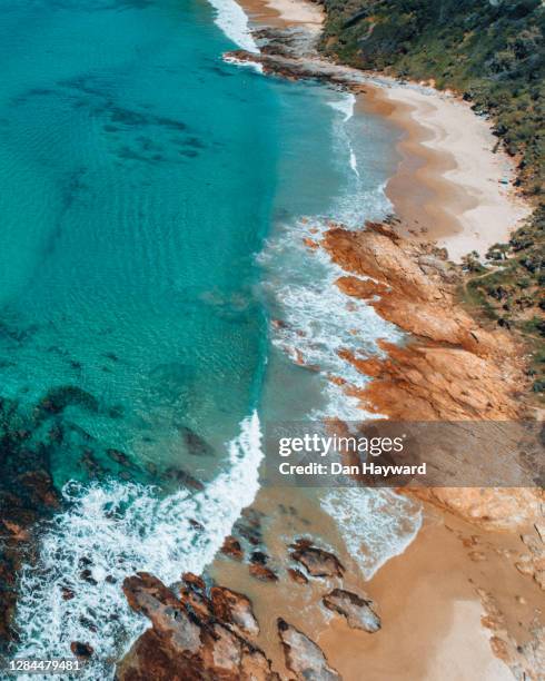 coolum bays drone - coolum beach stock pictures, royalty-free photos & images