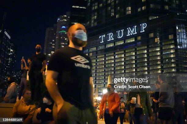 Supporters of President-elect Joe Biden celebrate downtown near Trump Tower after several major news outlets declared Biden the winner in the 2020...