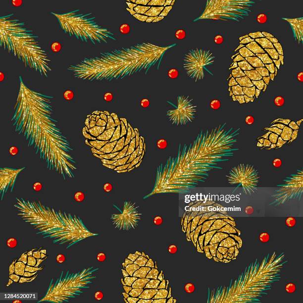 Pin Tree Pattern Gold Frame 163 Pine Tree Black Background High Res Illustrations - Getty Images
