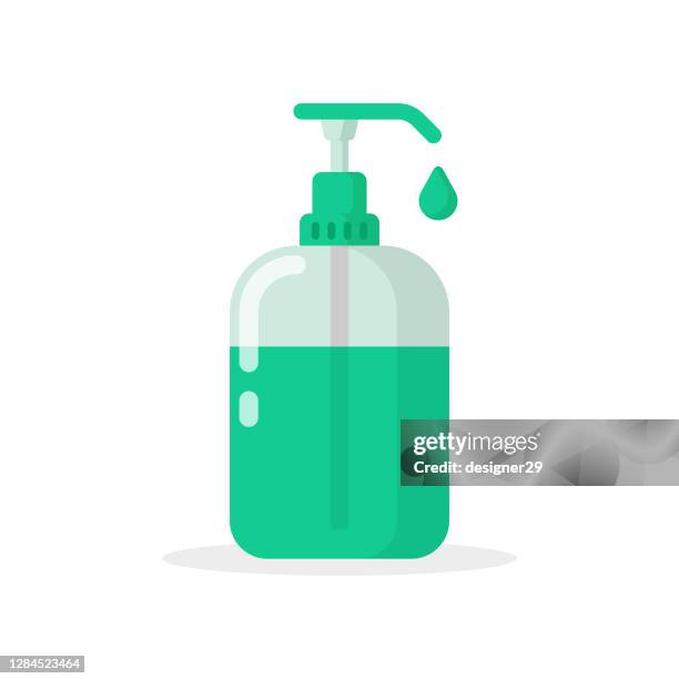 disinfection and hand sanitizer icon flat design. - hand sanitiser stock illustrations