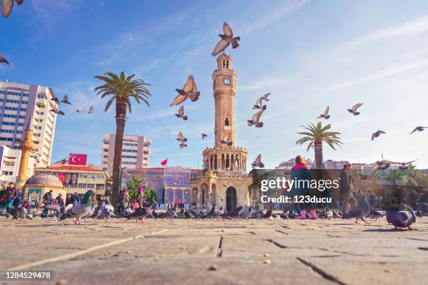 izmir clock tower - izmir stock pictures, royalty-free photos & images