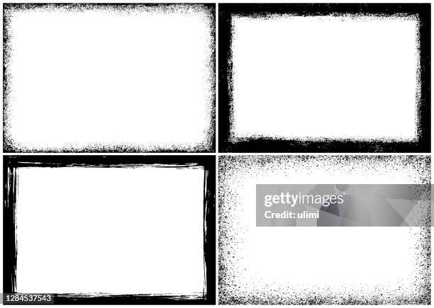 ilustrações de stock, clip art, desenhos animados e ícones de grunge textured frames - moldura preta