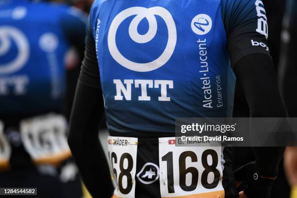 Start / Gino Mader of Switzerland and NTT Pro Cycling Team / Detail view / Team Presentation / during the 75th Tour of Spain 2020, Stage 18 a 139,6km...