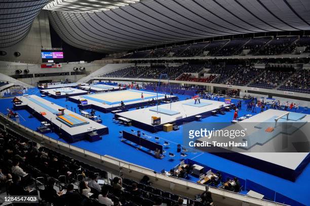 General view of the artistic gymnastics Friendship and Solidarity Competition at the Yoyogi National Gymnasium on November 08, 2020 in Tokyo, Japan.