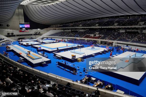 General view of the artistic gymnastics Friendship and Solidarity Competition at the Yoyogi National Gymnasium on November 08, 2020 in Tokyo, Japan.