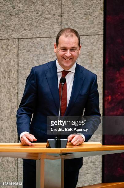 Leader Lodewijk Asscher seen during the plenary debate in the Tweede Kamer parliament on November 3, 2020 in The Hague, Netherlands.