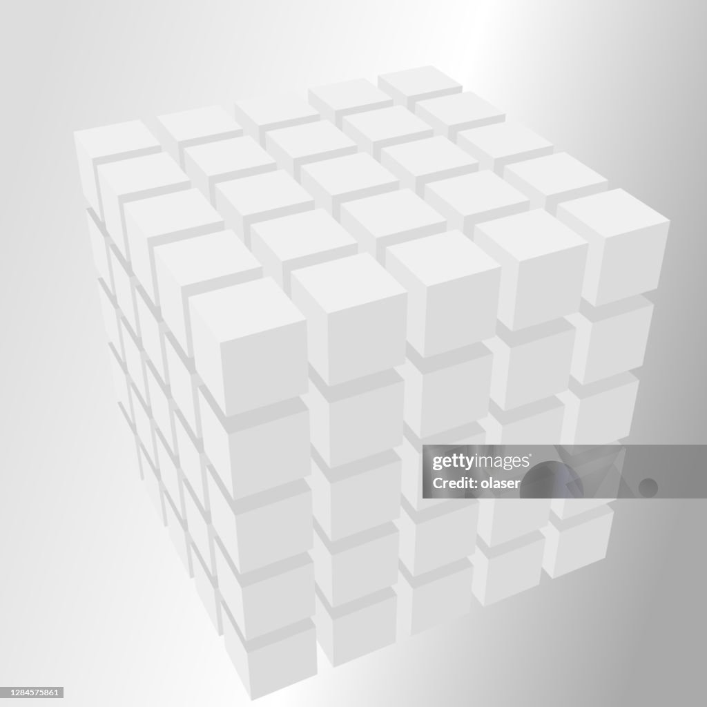 Cube Of Cubes 3d Render Of 5x5x5 125 Solid Cubes With Perspective High ...