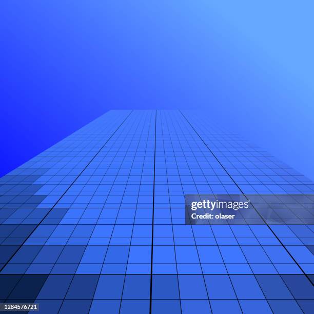 blue sky business and finance building facade with windows reflecting - bright future stock illustrations