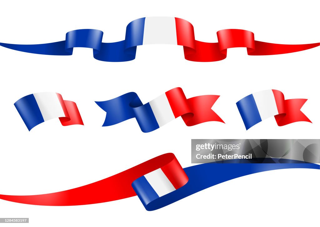 Frankreich Flagge Band Set - Vektor Stock Illustration