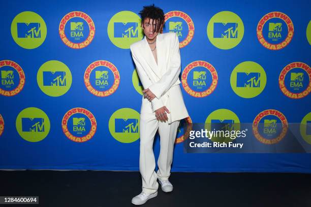 In this image released on November 08, Iann Dior of 24KGoldn poses ahead of the MTV EMA's 2020 on October 24, 2020 in Los Angeles, California. The...