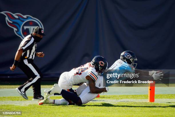 Brown of the Tennessee Titans scores during the first half against the Chicago Bears at Nissan Stadium on November 08, 2020 in Nashville, Tennessee.