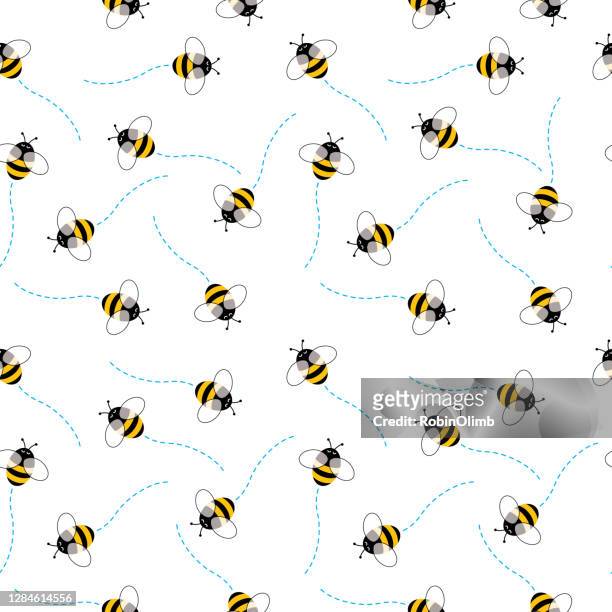 cute bees seamlesspattern - bee stock illustrations