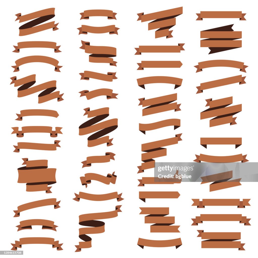 Brown Local Ribbons Set Of Brown Ribbons Banners Design Elements On White Background High ...