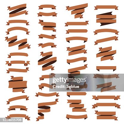 Brown Ribbon Script Set Of Brown Ribbons Banners Design Elements On White Background High ...