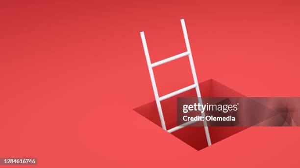 abstracte ladder die tot de uitgang leidt - red stockfoto's en -beelden