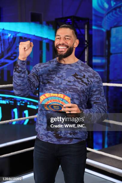 In this image released on November 08, WWE Star Roman Reigns poses ahead of the MTV EMA's 2020 on October 30, 2020 in Orlando, United States. The MTV...