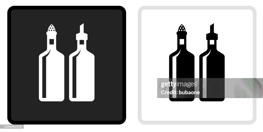 Oil & Vinegar Icon on Black Button with White Rollover