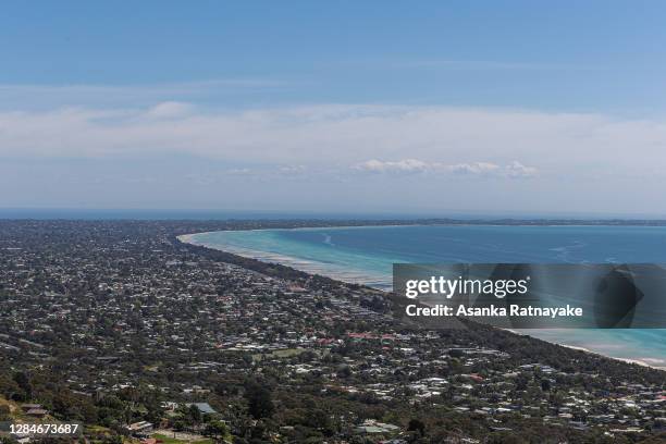 General view of the Mornington Peninsula viewed from Arthurs Seat on November 09, 2020 in Melbourne, Australia. COVID-19 restrictions have eased...