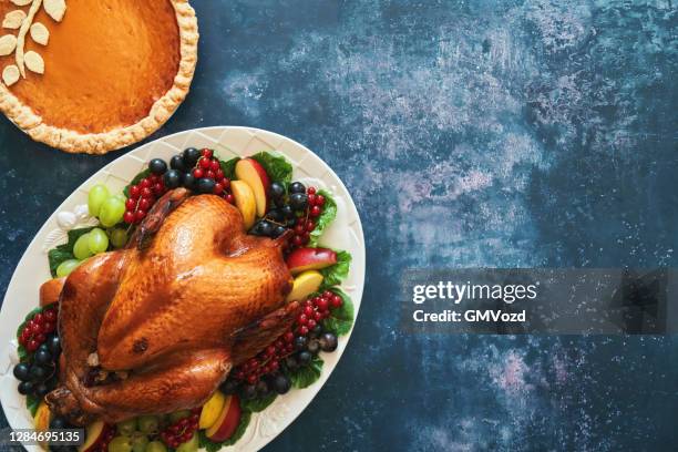 traditional holiday stuffed turkey - roast turkey stock pictures, royalty-free photos & images