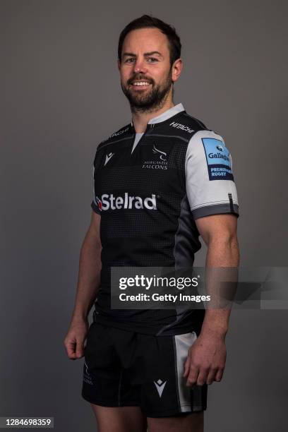 Michael Young of Newcastle Falcons poses for a portrait during the Newcastle Falcons Squad Photo Call on November 02, 2020 in Newcastle upon Tyne,...