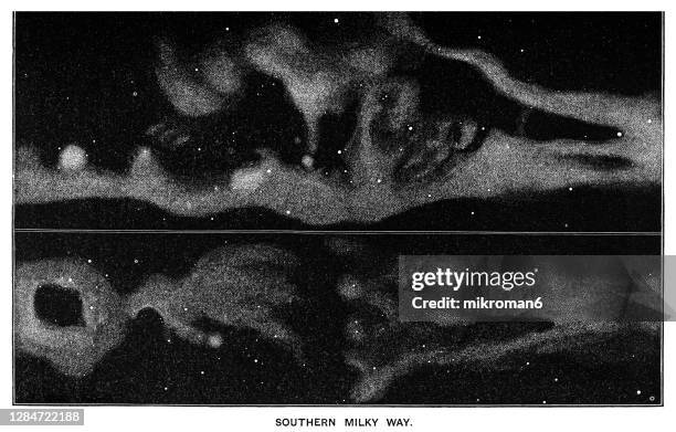 old engraved illustration of astronomy, southern milky way - 3 d printing stock pictures, royalty-free photos & images