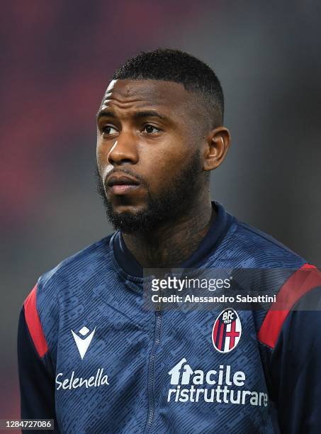 Stefano Denswil of Bologna FC looks on during the Serie A match between Bologna FC and SSC Napoli at Stadio Renato Dall'Ara on November 08, 2020 in...