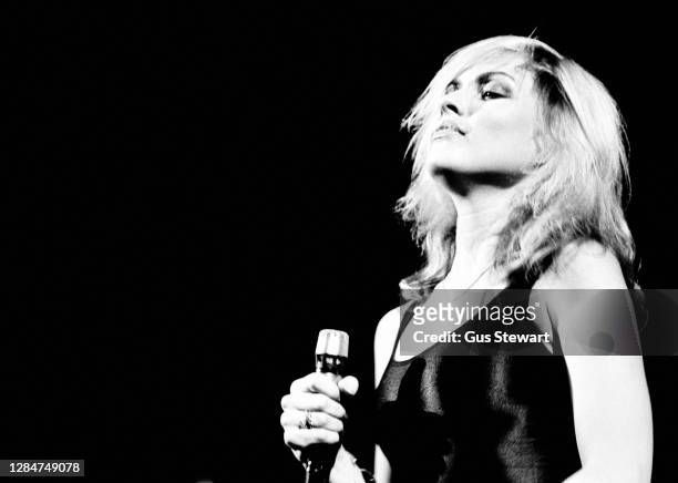 Debbie Harry of Blondie performs on stage at Hammersmith Odeon, London, England, in January 1980.