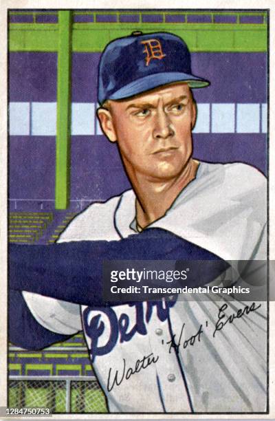 Bubblegum card features baseball player Hoot Evers, of the Detroit Tigers, 1952.