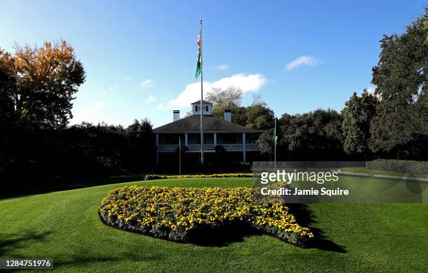 General view of the clubhouse during a practice round prior to the Masters at Augusta National Golf Club on November 09, 2020 in Augusta, Georgia.