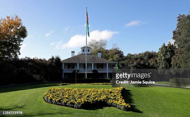 General view of the clubhouse during a practice round prior to the Masters at Augusta National Golf Club on November 09, 2020 in Augusta, Georgia.