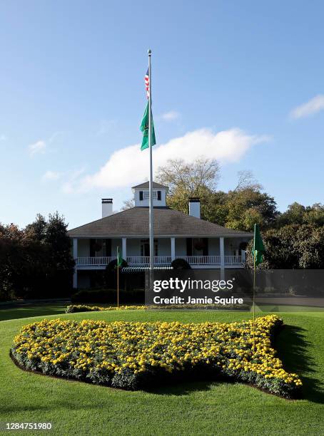 General view of the clubhouse during a practice round prior to the Masters at Augusta National Golf Club on November 09, 2020 in Augusta, Georgia.