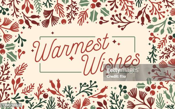 ilustrações de stock, clip art, desenhos animados e ícones de warmest wishes holiday frame background - galhinhos