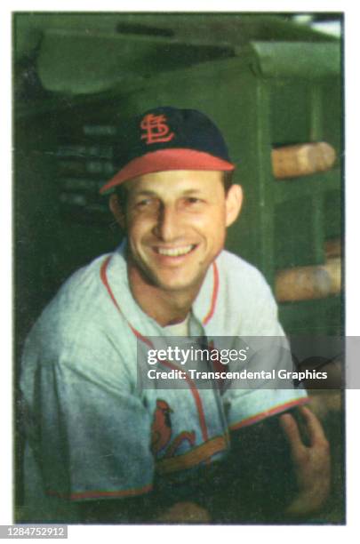 Bubblegum card features baseball player Stan Musial, of the St Louis Cardinals, 1953.