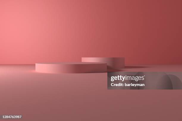 the pink three-dimensional product display space - plataformas de formação imagens e fotografias de stock