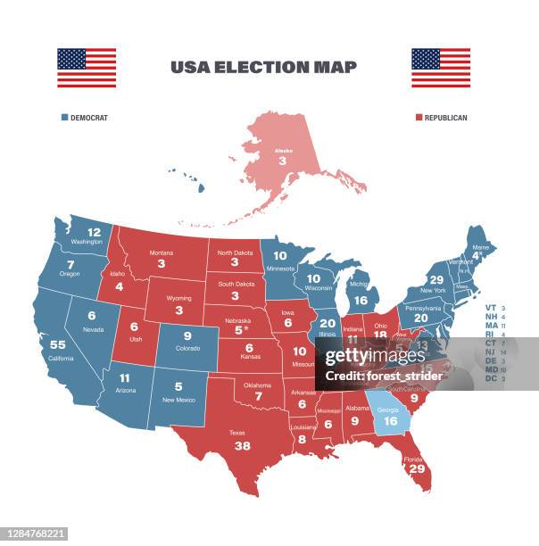 illustrations, cliparts, dessins animés et icônes de carte électorale des états-unis 2020 - élections présidentielles des états unis