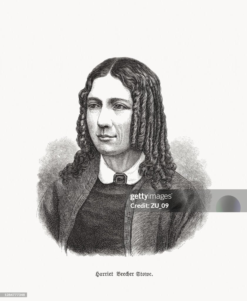 Harriet Beecher Stowe (1811-1896), American writer, wood engraving, published in 1893