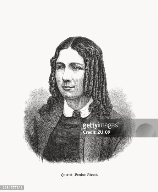 harriet beecher stowe (1811-1896), american writer, wood engraving, published in 1893 - author stock illustrations