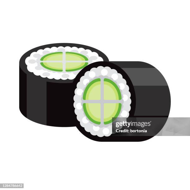 cucumber sushi icon on transparent background - hosomaki stock illustrations