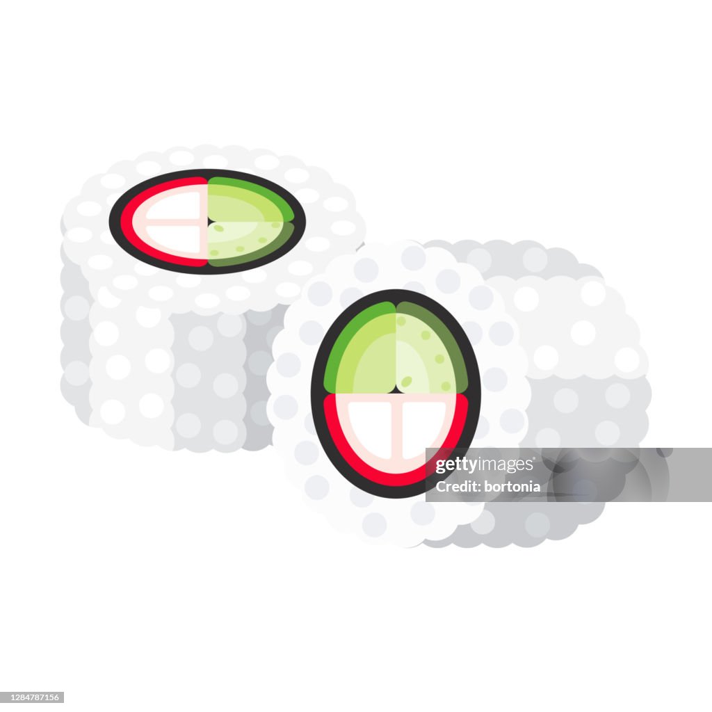 California Roll Sushi Icon on Transparent Background