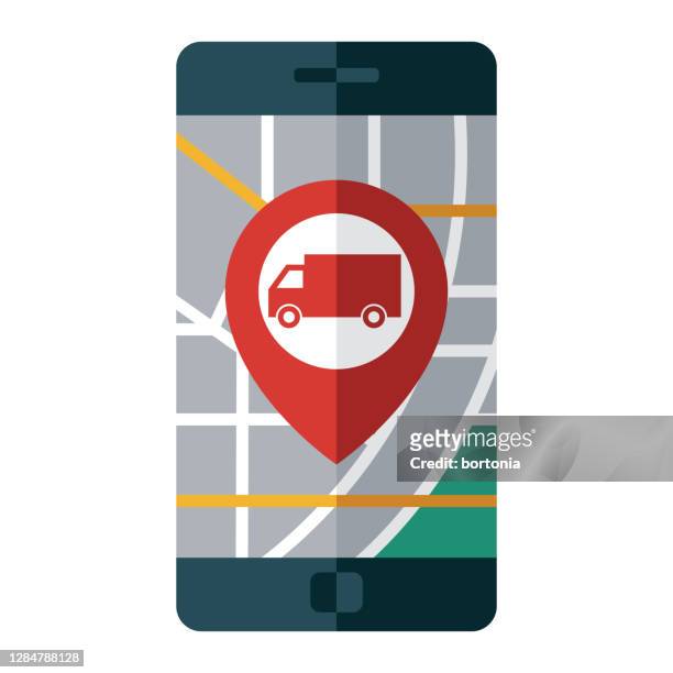 delivery map icon auf transparentem hintergrund - trucker stock-grafiken, -clipart, -cartoons und -symbole