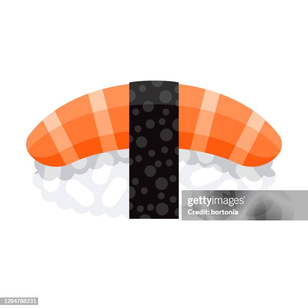 Sake Smoked Salmon Sushi Icon On Transparent Background High-Res Vector Graphic