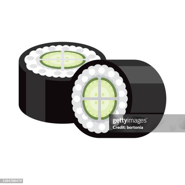 gurke sushi-symbol auf transparentem hintergrund - hosomaki stock-grafiken, -clipart, -cartoons und -symbole