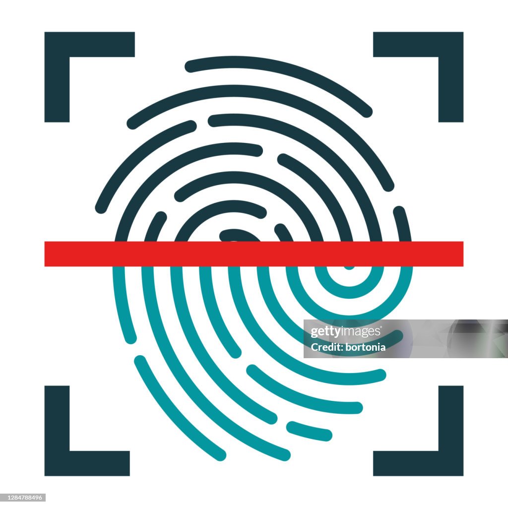 Fingerprint Scanner Icon on Transparent Background