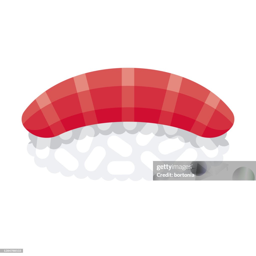 Maguro Tuna Sushi Icon on Transparent Background