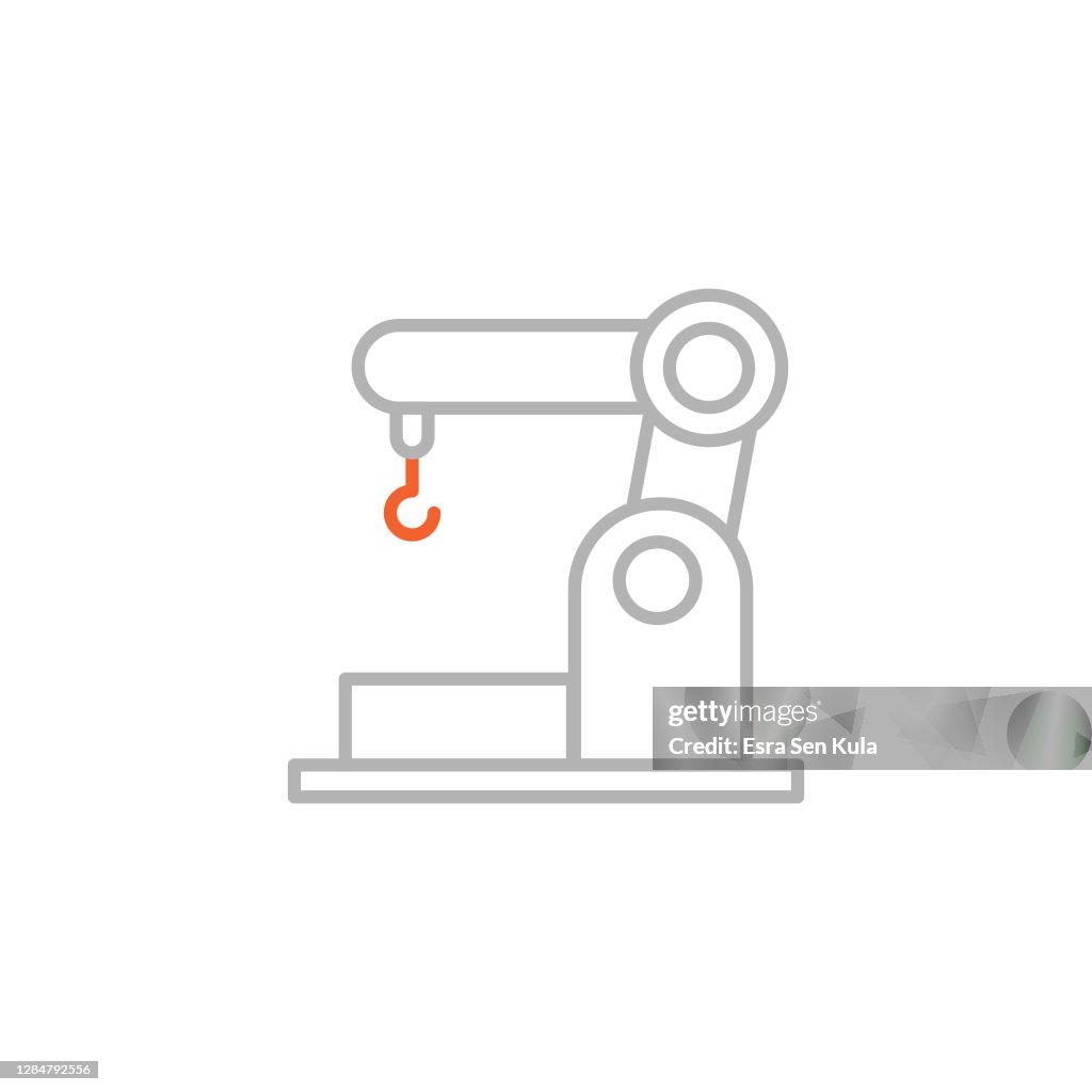 Robotic Arm Icon with Editable Stroke