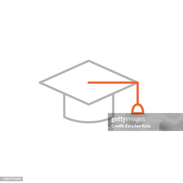 graduation cap icon with editable stroke - elementary school library stock illustrations