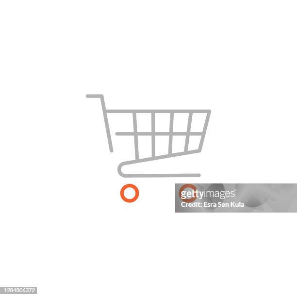 cart icon mit bearbeitbarem strich - einkaufskorb stock-grafiken, -clipart, -cartoons und -symbole
