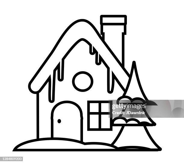 christmas flat design icon: cute gingerbread house - ginger bread house stock illustrations