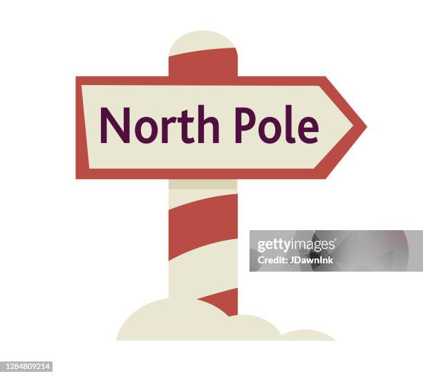 illustrations, cliparts, dessins animés et icônes de icône de conception plate de noël : panneau de poteau nord - pole nord