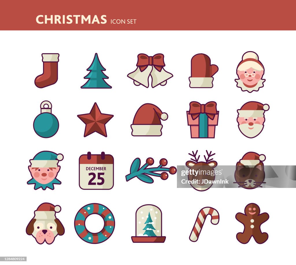 Christmas Flat Design Icon set